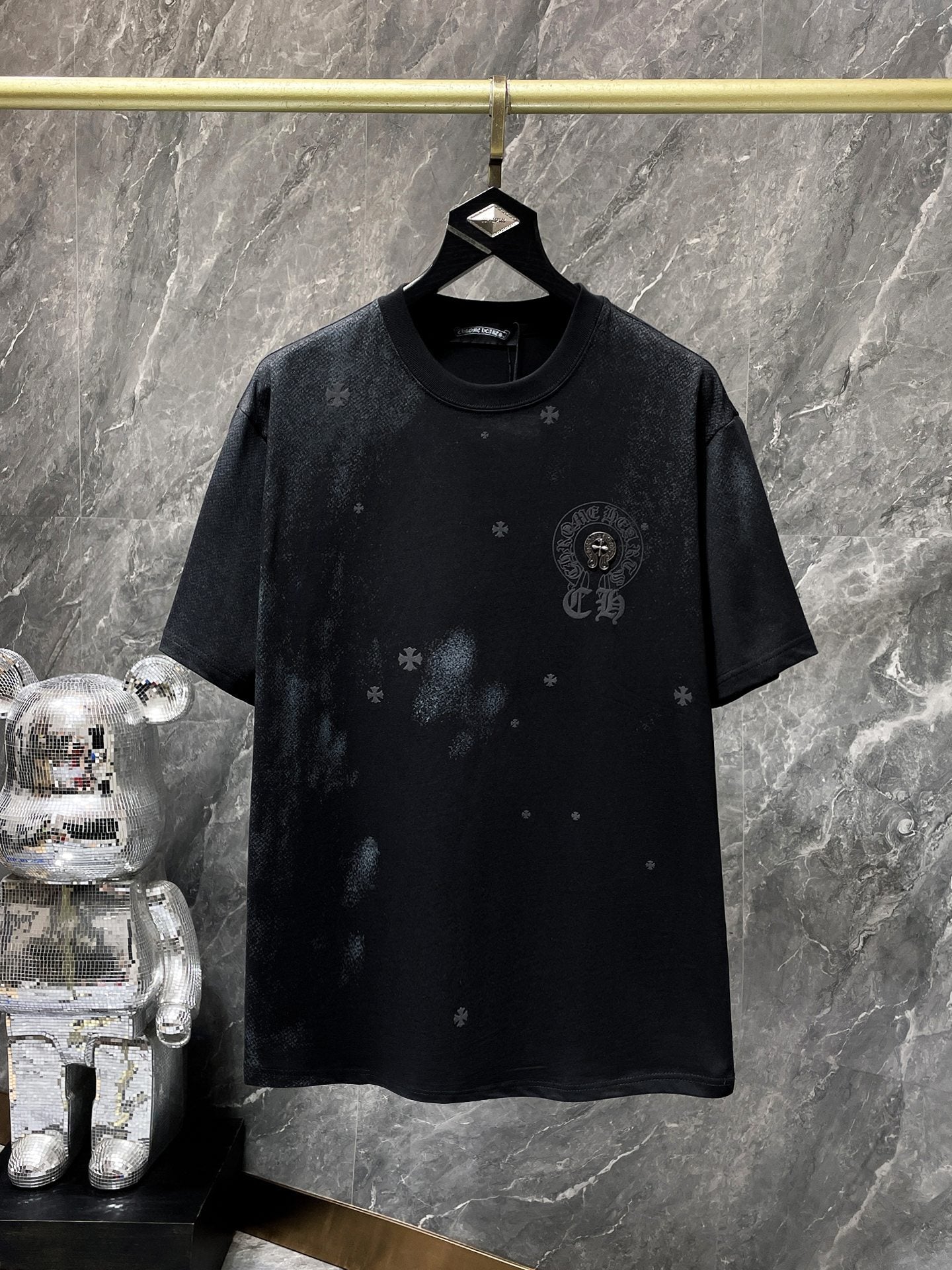 Chrome Hearts T-shirt Horseshoe Sanskrit Cross round Neck Short Sleeve