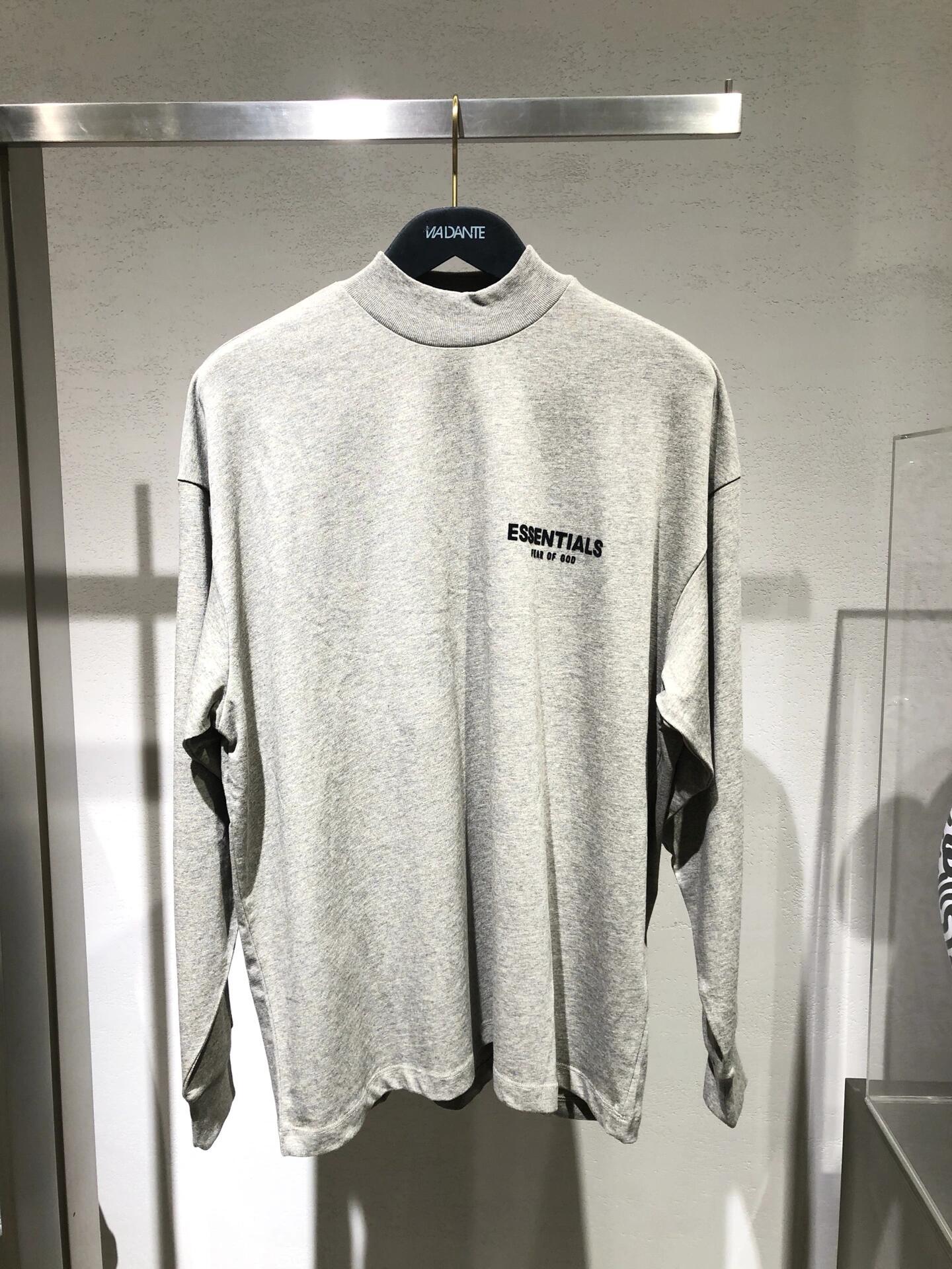 Top Ess** Flocking Letter Crew Neck 100% Cotton Long Sleeve T-shirt Fog Men and Women