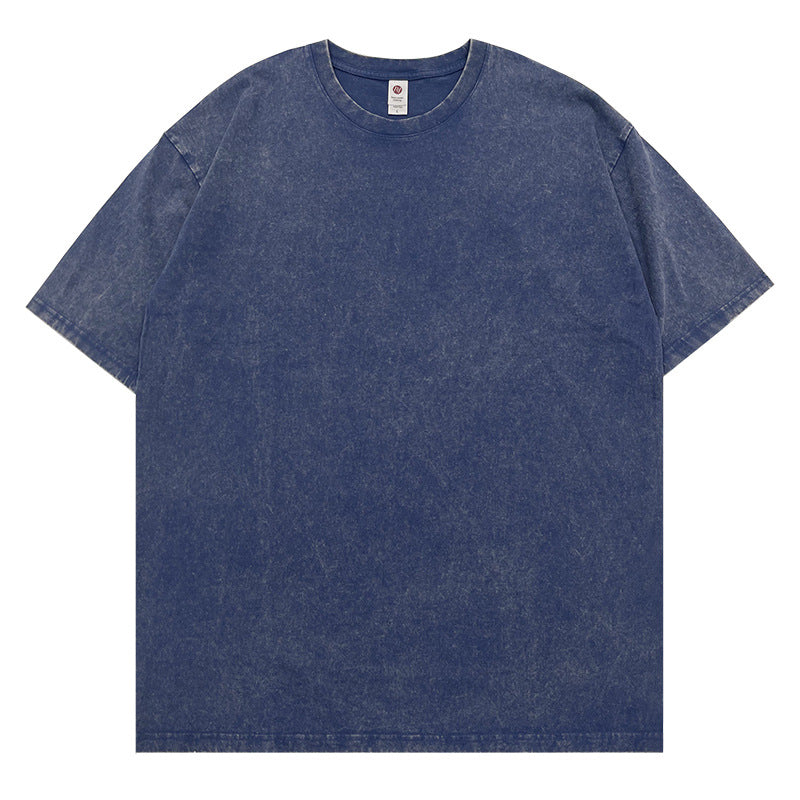 Blue Wash Short Sleeve Cotton Blank Tee shirts