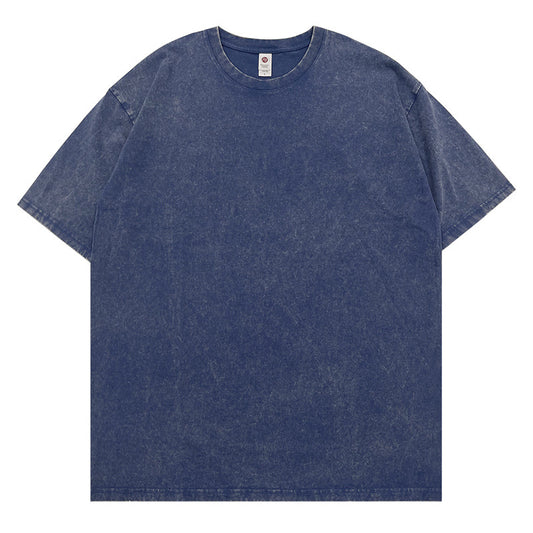 Blue Wash Short Sleeve Cotton Blank Tee shirts