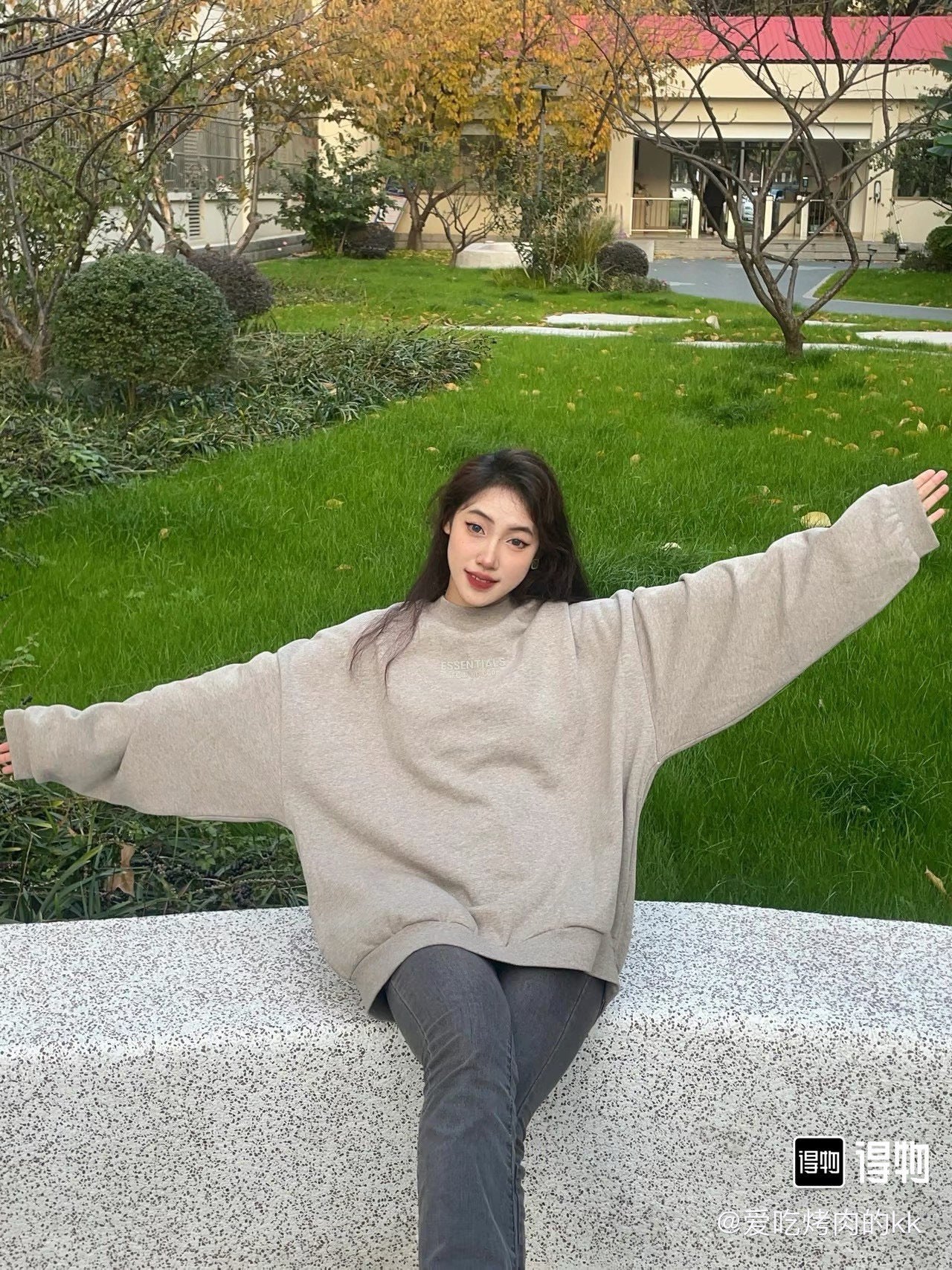 ESS Letter Fog Loose Fleece-lined Crew Neck Pullover Sweatshirt American Fashion Brand Men