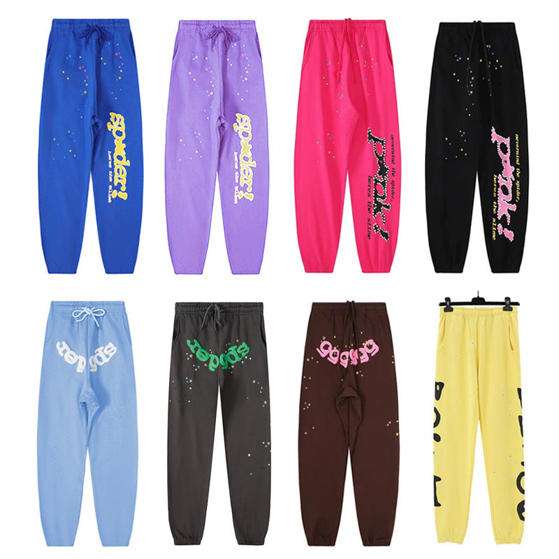 420G Heavy Cotton Fleece-lined Thick Sp5der Trendy Sweatpants