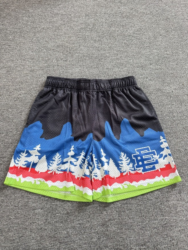 EE3007 Eric Emanuel Quick-Drying Mesh Shorts Men's  Sunrise Oil Painting Style Mesh Sports