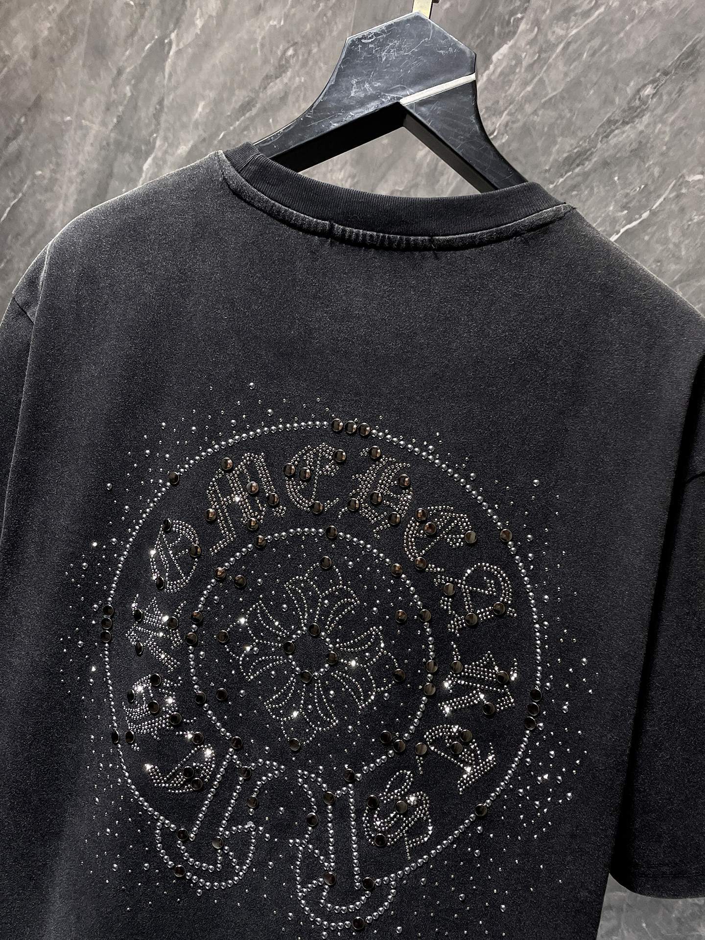 Chrome Hearts T-shirt Horseshoe Sanskrit Cross round Neck Short Sleeve