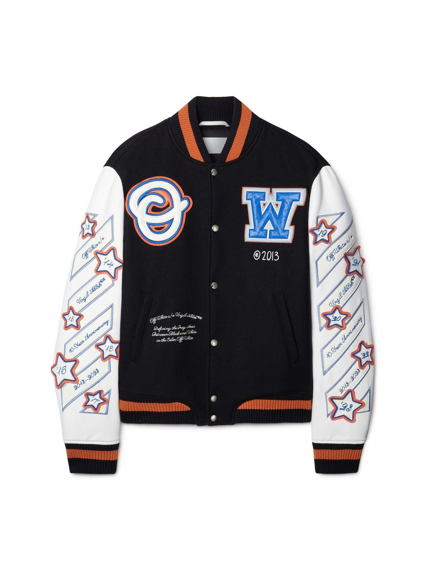 Off-White Patchwork Baseball Jacket Unisex Youth Street Fashion Jacket Coat