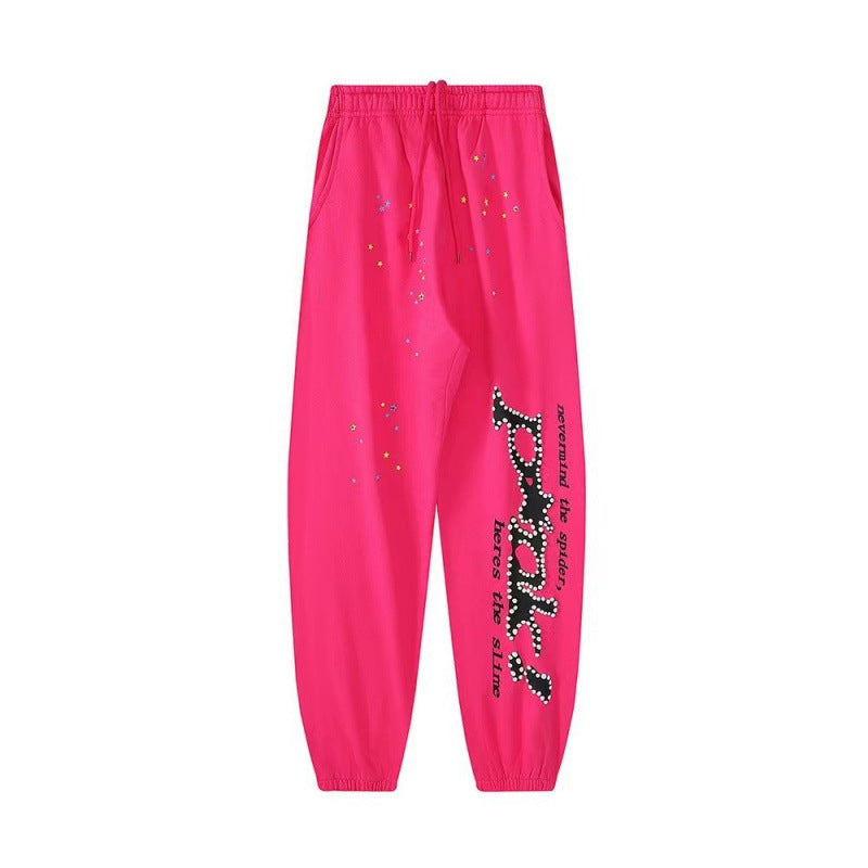 420G Heavy Cotton Fleece-lined Thick Sp5der Trendy Sweatpants