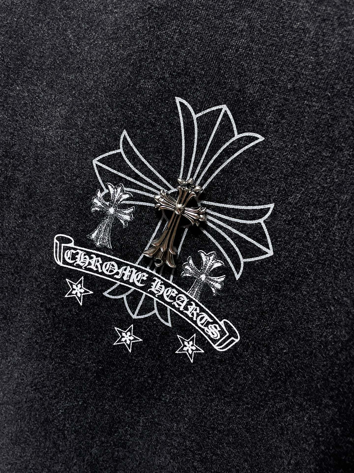 Chrome Hearts T-shirt Horseshoe Sanskrit Cross round Neck Short Sleeve