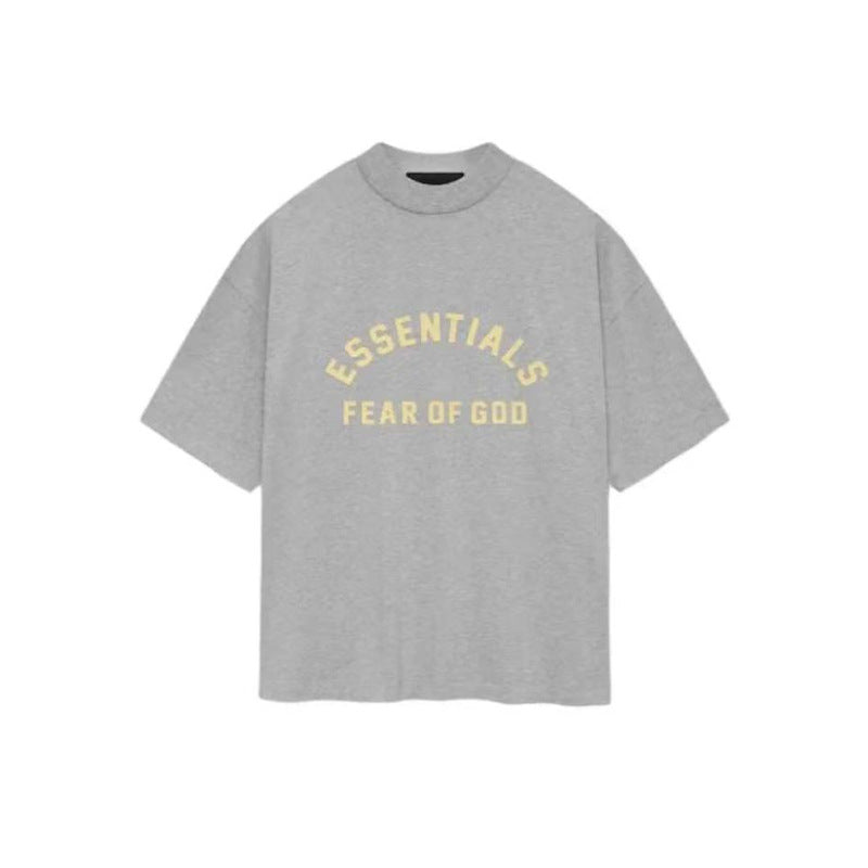 ESS **Half Arc 24ss Spring Silicone Letter 380gsm Heavy Crew Neck 100% Cotton Short Sleeve T-shirt