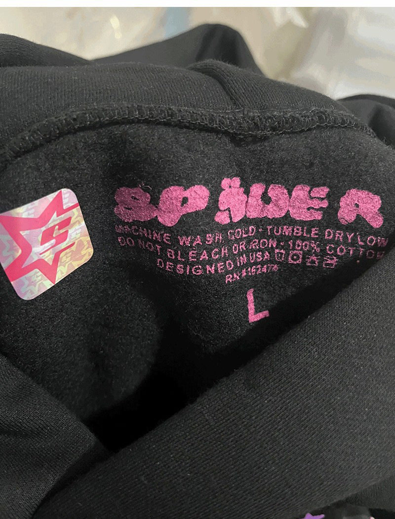 顶级 430gsm Sp5der 连帽衫 100% 纯棉男女连帽衫