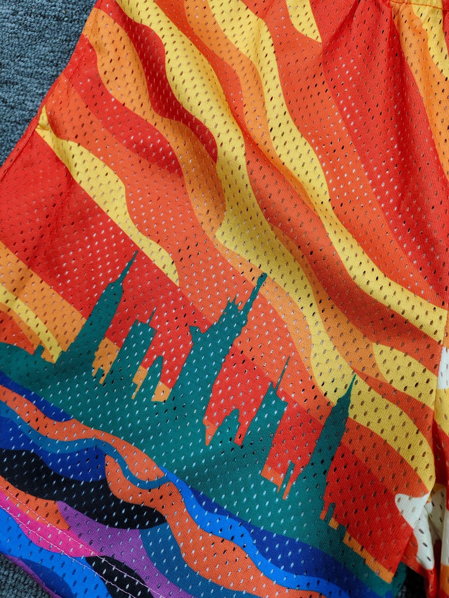 EE3007 Eric Emanuel Quick-Drying Mesh Shorts Men's  Sunrise Oil Painting Style Mesh Sports