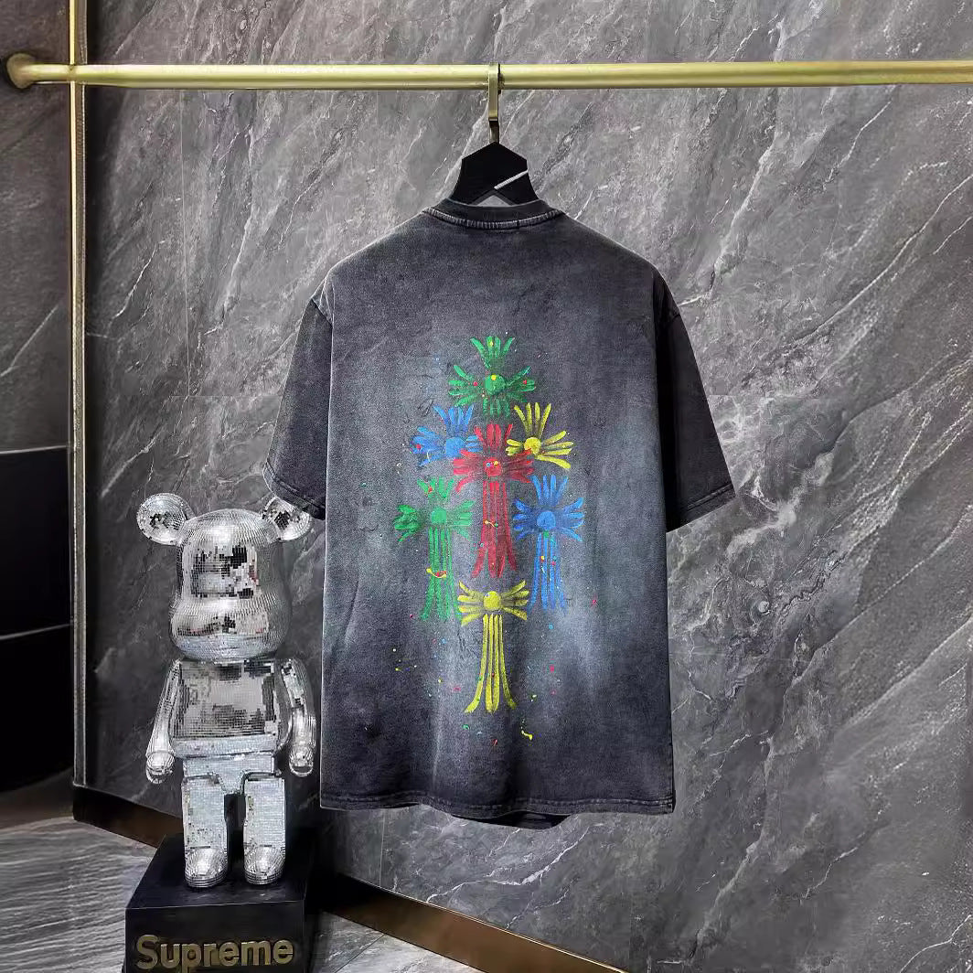 Chrome Hearts High Quality Horseshoe Sanskrit Crew Neck T-shirt Short Sleeves