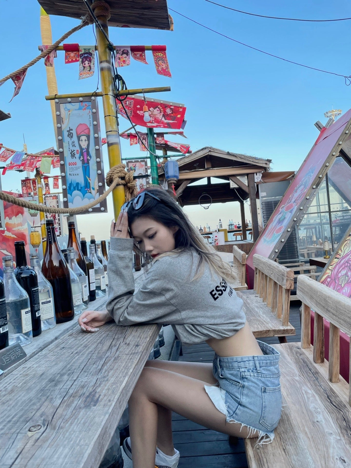 Top Ess** Flocking Letter Crew Neck 100% Cotton Long Sleeve T-shirt Fog Men and Women