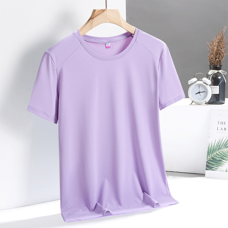 Neck Quick-Drying T-shirt Men's and Women's Workout Short Sleeve