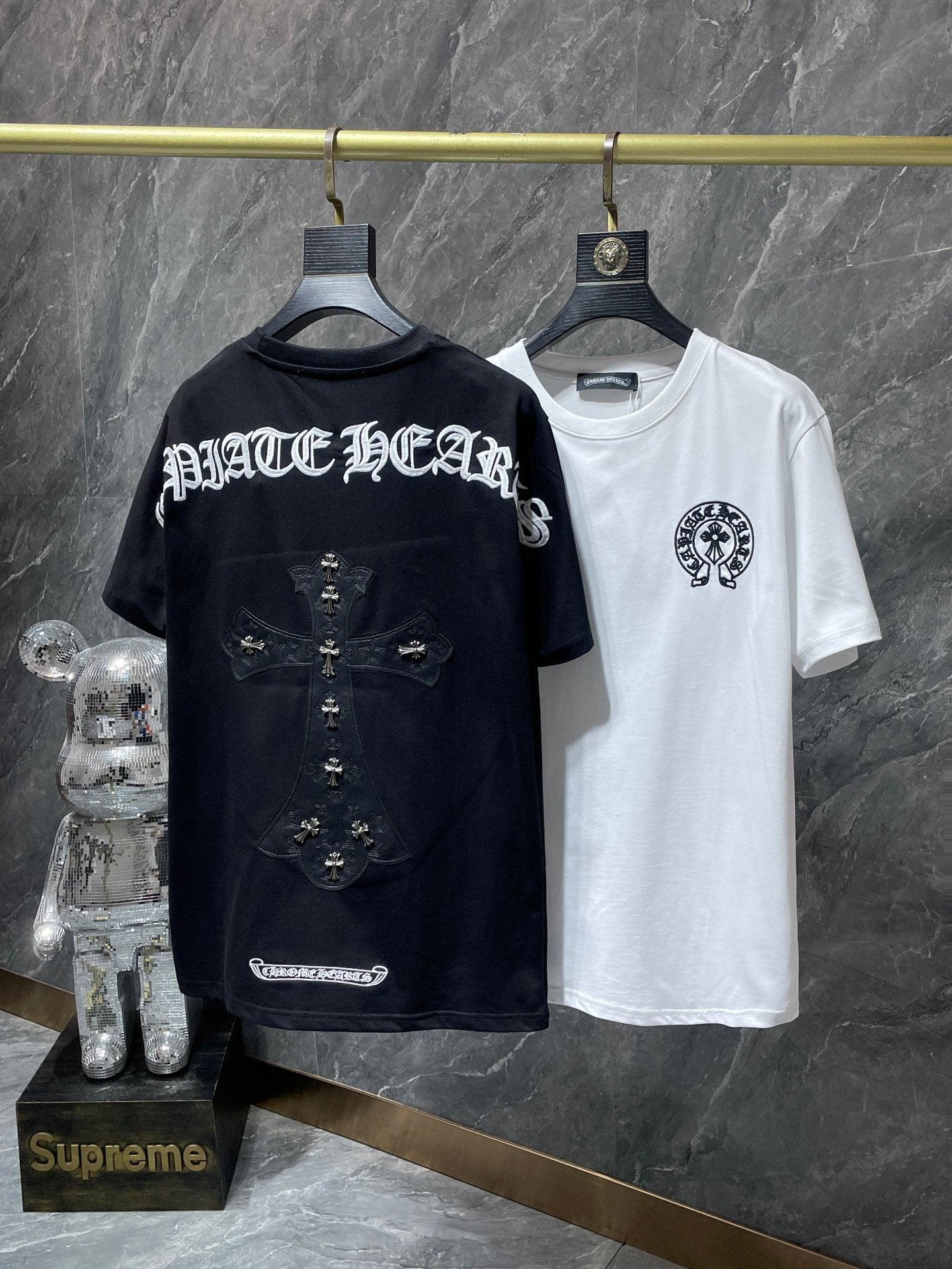 Chrome Hearts High Quality Horseshoe Sanskrit Crew Neck T-shirt Short Sleeves