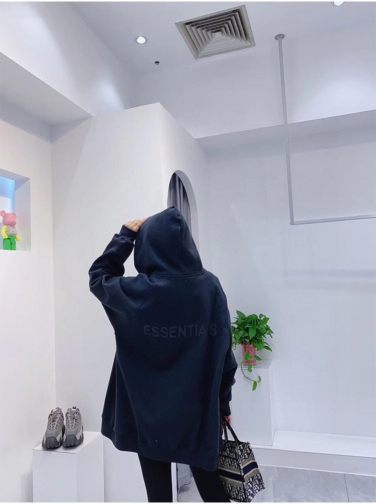 ESS Silicone Letter Zipper Fleece-lined100% Cotton Hooded Sweater