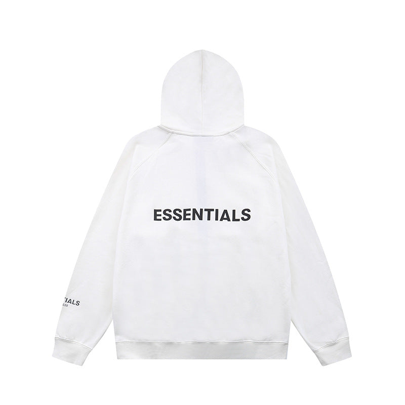 ESS Silicone Letter Zipper Fleece-lined100% Cotton Hooded Sweater