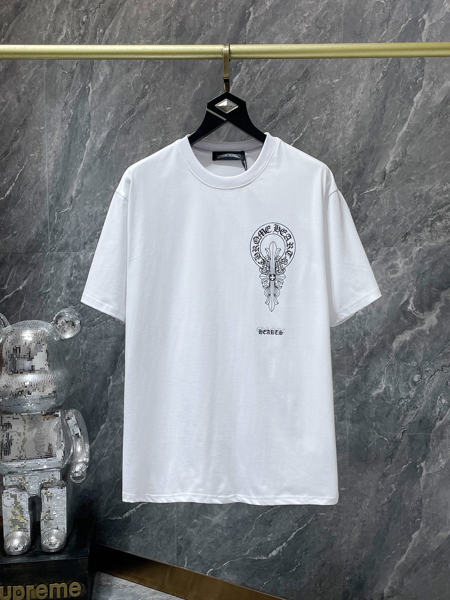 Chrome Hearts T-shirt Horseshoe Sanskrit Cross round Neck Short Sleeve