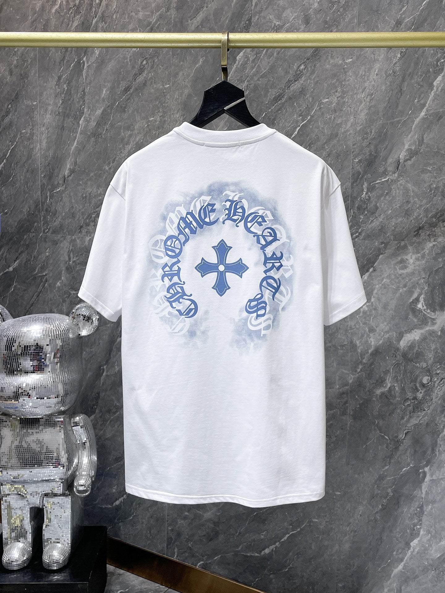 Chrome Hearts T-shirt Horseshoe Sanskrit Cross round Neck Short Sleeve