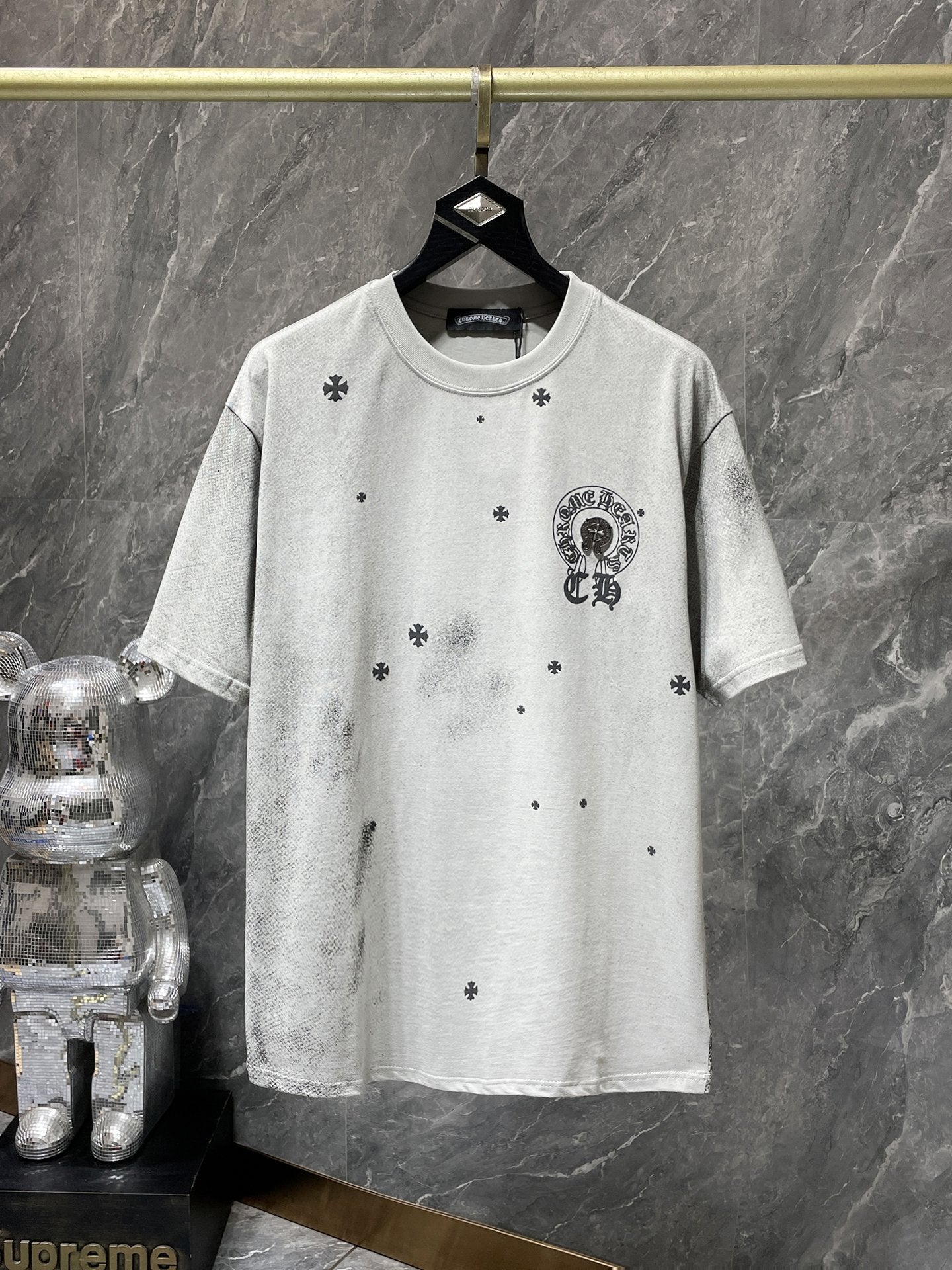 Chrome Hearts T-shirt Horseshoe Sanskrit Cross round Neck Short Sleeve