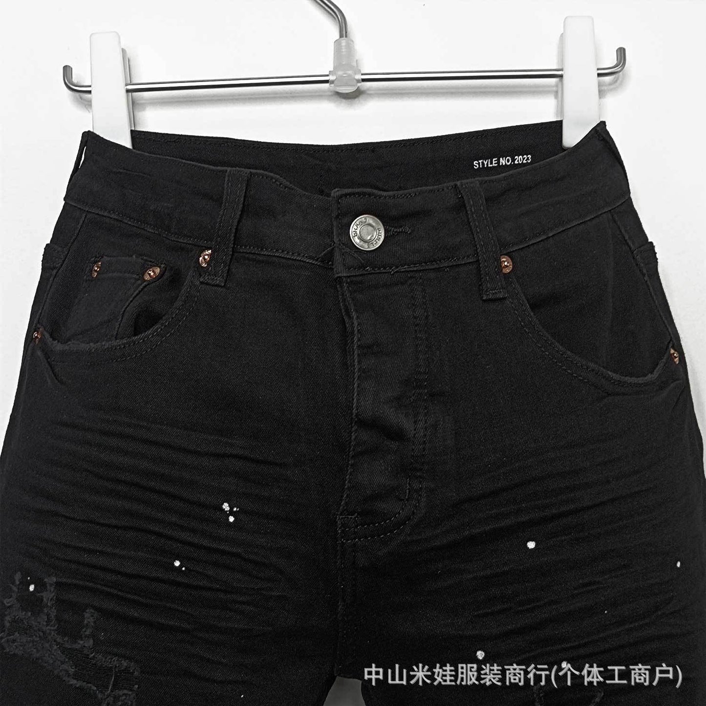 Purple Jeans Men's Ripped Denim Shorts Five-Point Pants