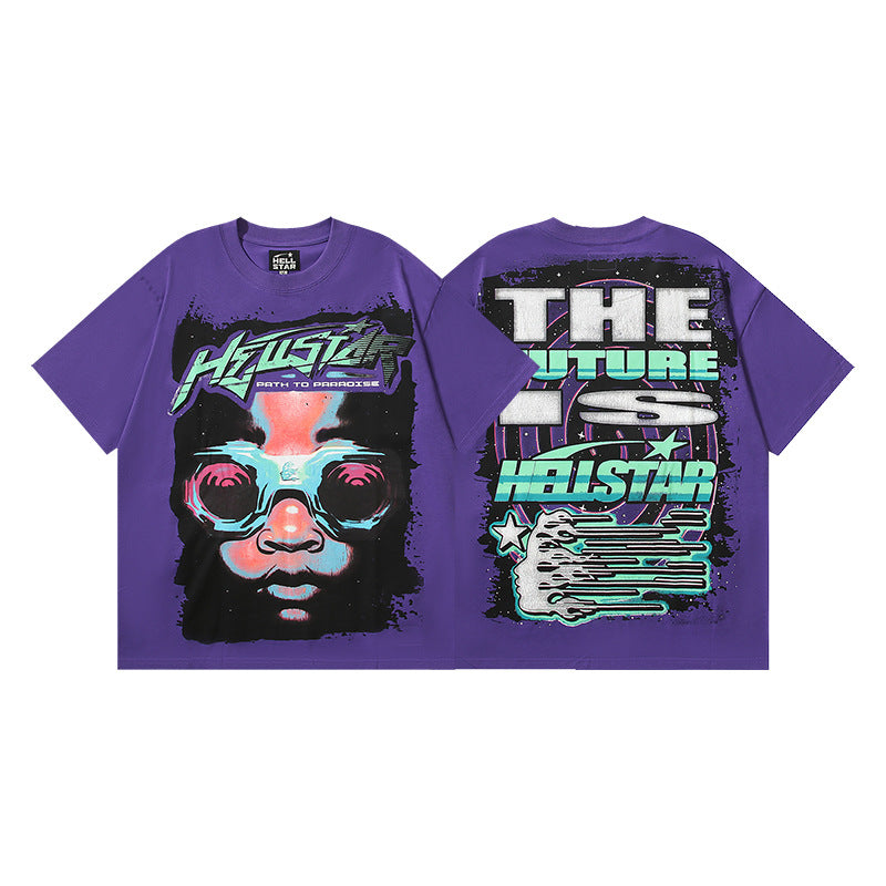 HS6008 High Street Hellstar Retro 100% Cotton Loose Short Sleeve T-shirt for Men and Women