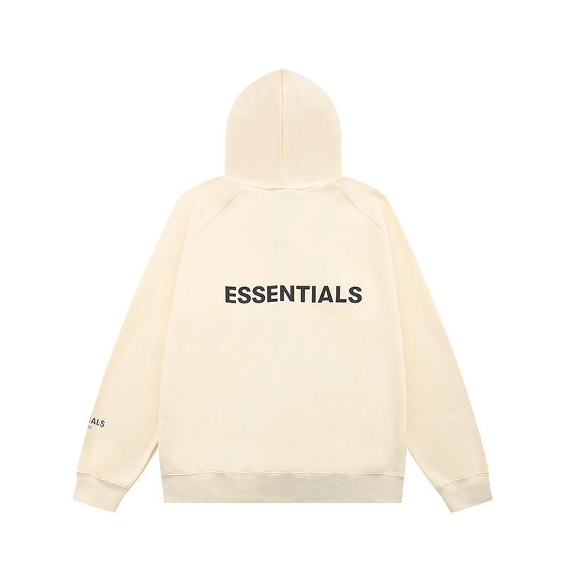 ESS Silicone Letter Zipper Fleece-lined100% Cotton Hooded Sweater