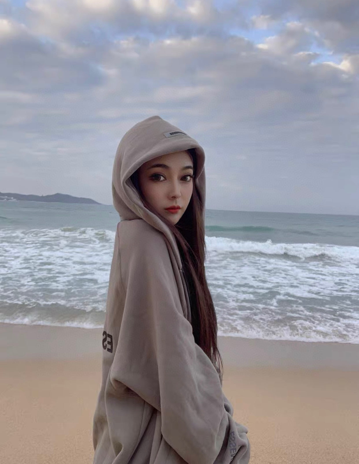 ESS Silicone Letter Zipper Fleece-lined100% Cotton Hooded Sweater