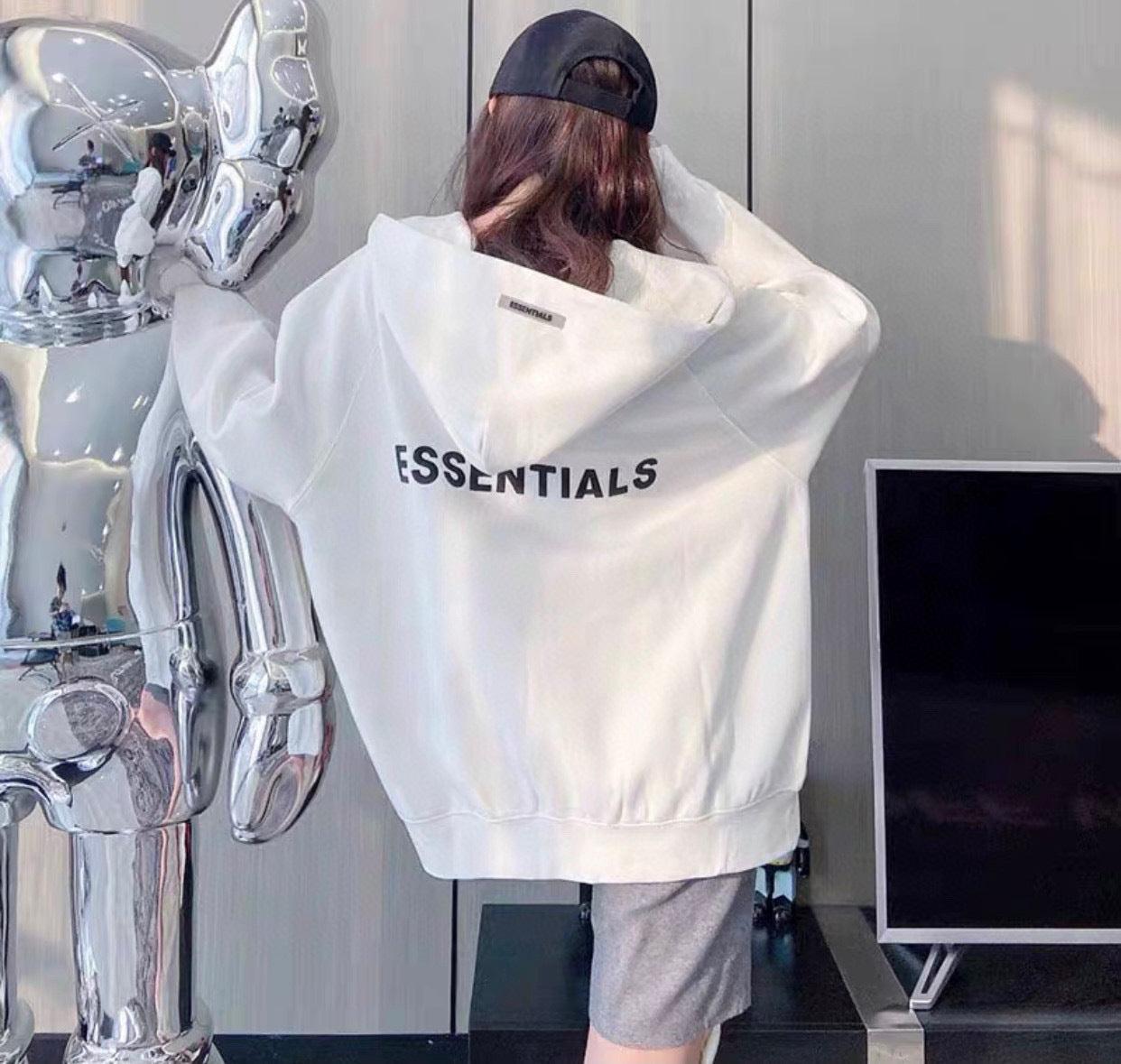 ESS Silicone Letter Zipper Fleece-lined100% Cotton Hooded Sweater