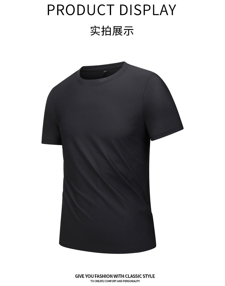 Ice silk short sleeve T T-shirt Men's Summer Loose round Neck Half Sleeve T T Shirt Top Breathable Quick-Drying Exercise Short Sleeves Men's Clothing