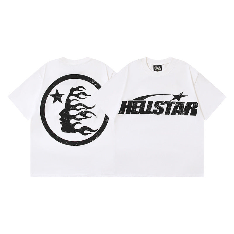 HS6008-1 High Street Hellstar Retro 100% Cotton Loose Short Sleeve T-shirt for Men and Women