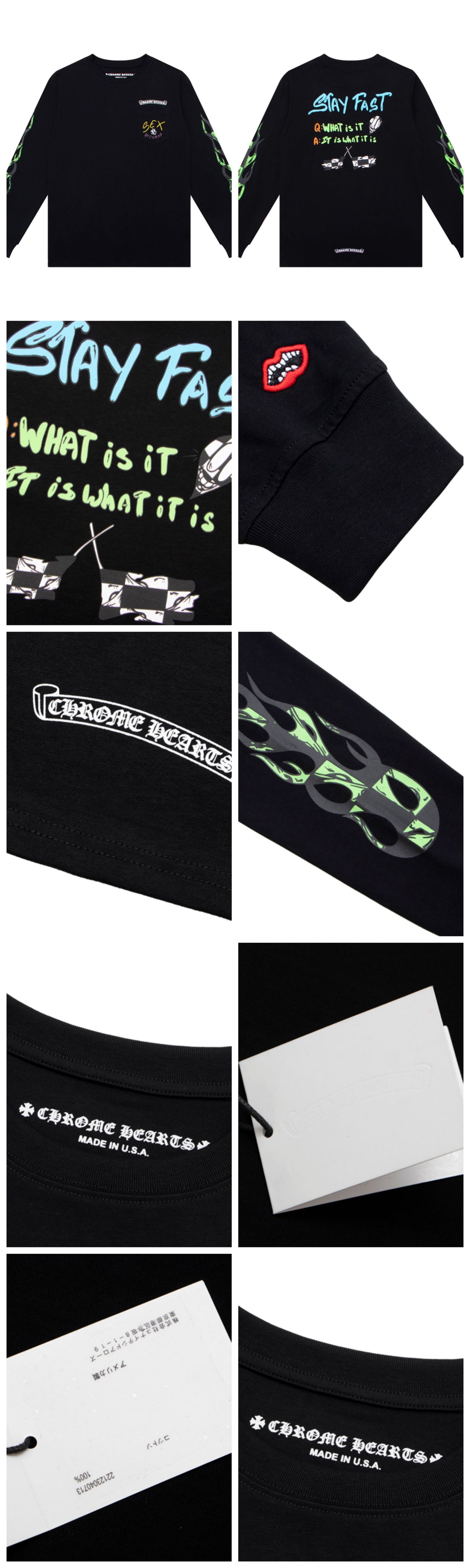 Chrome Hearts Double Yarn Pure Cotton Unisex Printed Long Sleeve T-Shirt