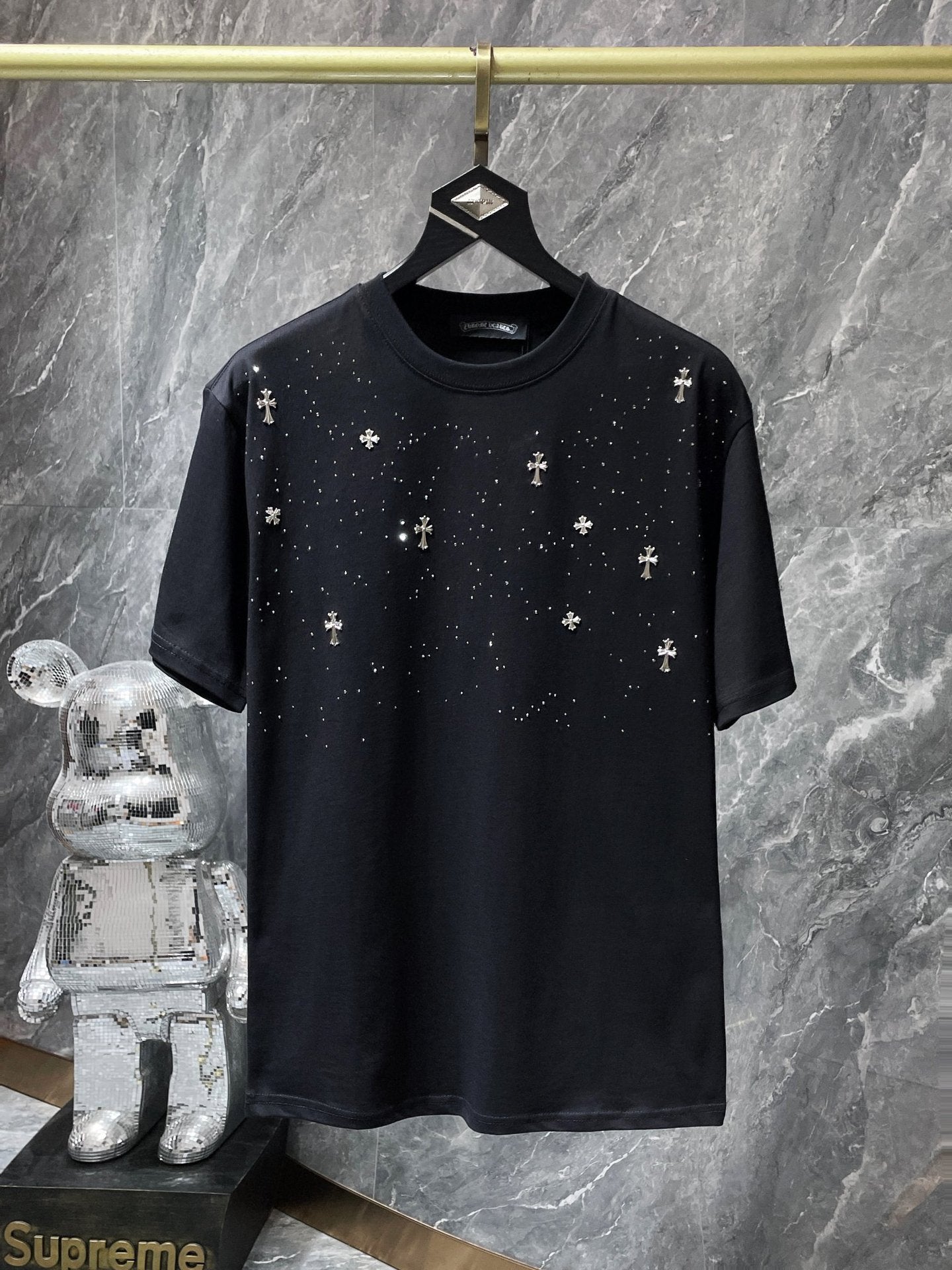 Chrome Hearts High Quality Horseshoe Sanskrit Crew Neck T-shirt Short Sleeves