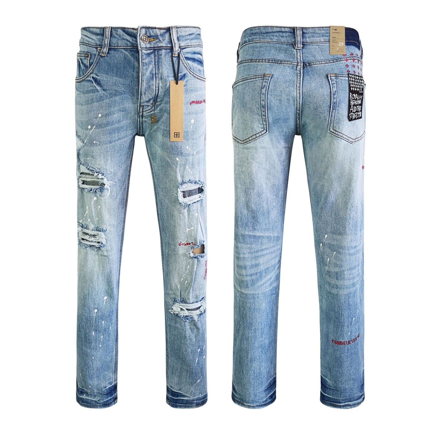 Ksubi001 Jeans Straight Ripped Stretch American High Street Casual Men's Jeans