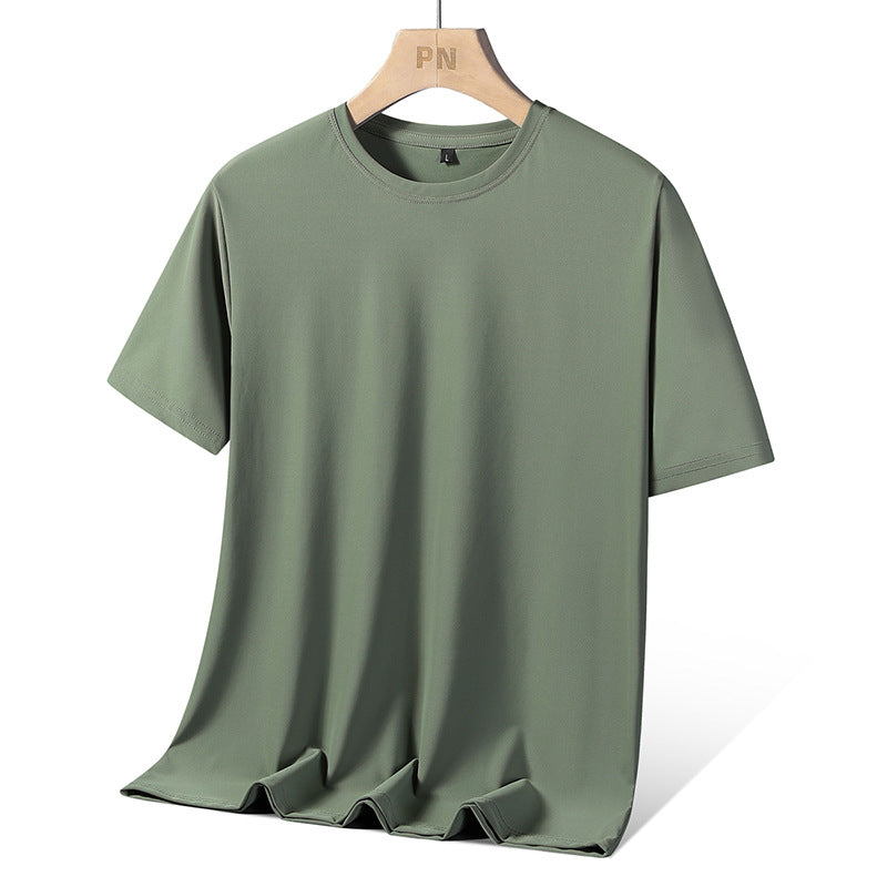 Ice silk short sleeve T T-shirt Men's Summer Loose round Neck Half Sleeve T T Shirt Top Breathable Quick-Drying Exercise Short Sleeves Men's Clothing
