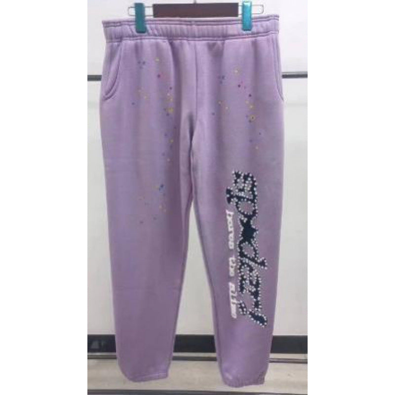 420G Heavy Cotton Fleece-lined Thick Sp5der Trendy Sweatpants