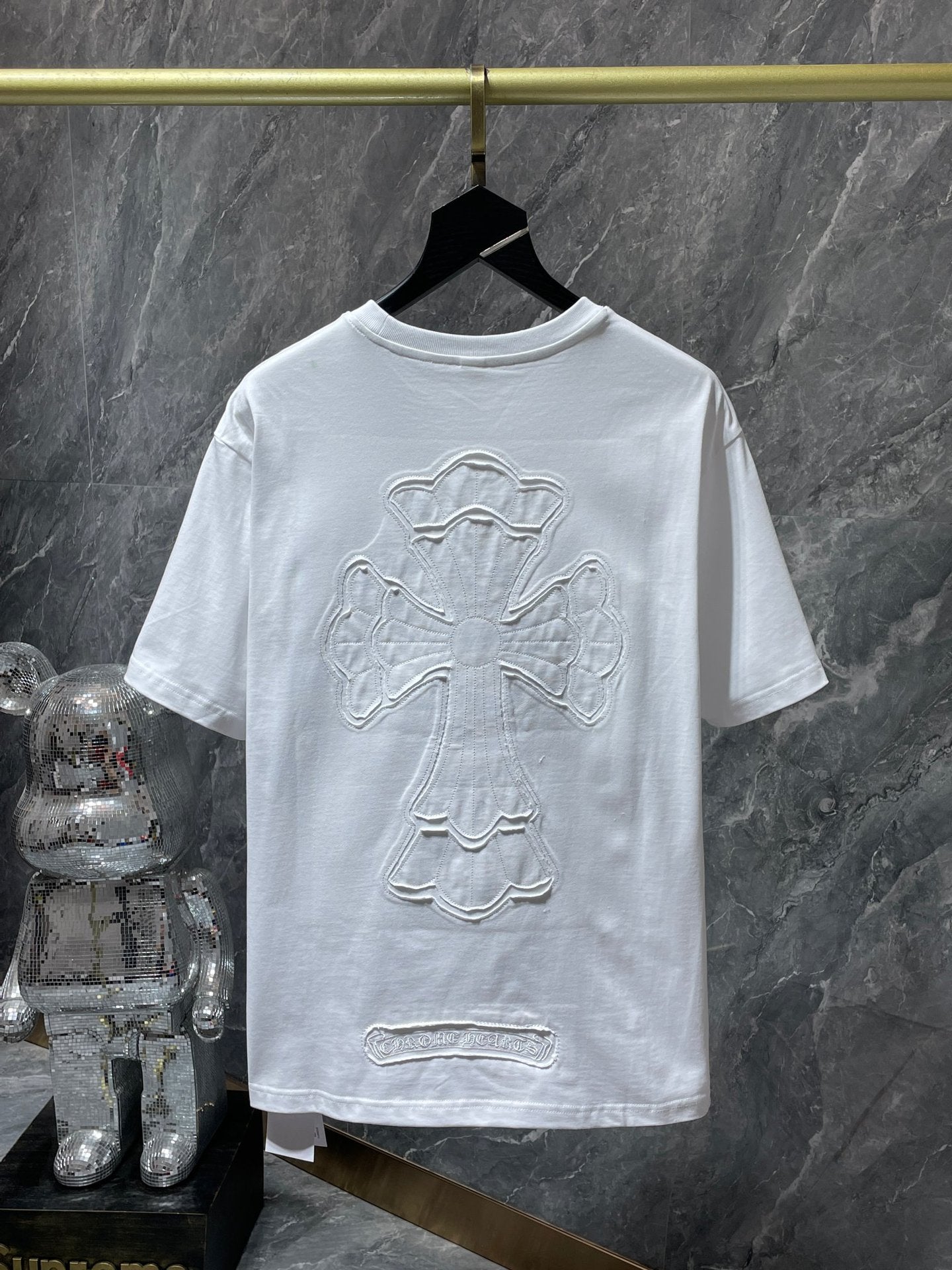 Chrome Hearts Embroidery Hollow Cross Double Yarn Short Sleeve T-shirt