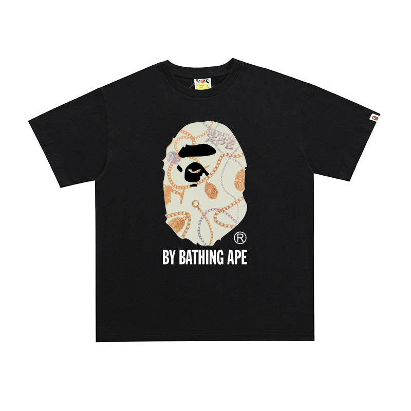 BP2001 Bape Original  Street Cotton Loose Couple Casual T-shirt Short Sleeve Shirt