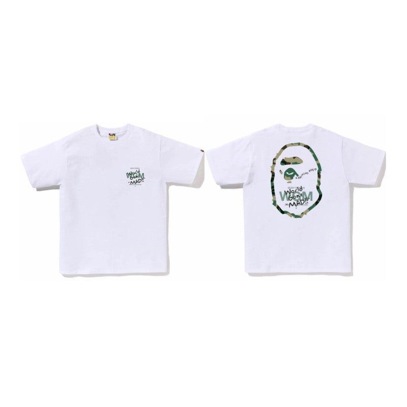 BP2001 Bape Original  Street Cotton Loose Couple Casual T-shirt Short Sleeve Shirt