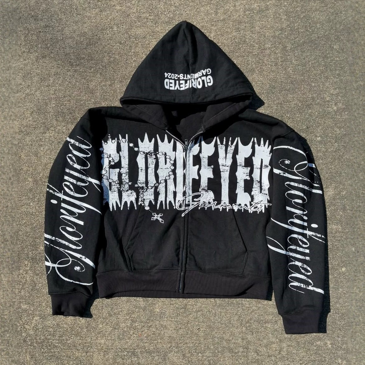 Y2K Baggy Street Full Zip Hoodie 100% Cotton Retro Zip Up Hoodie for Urban Outfit
