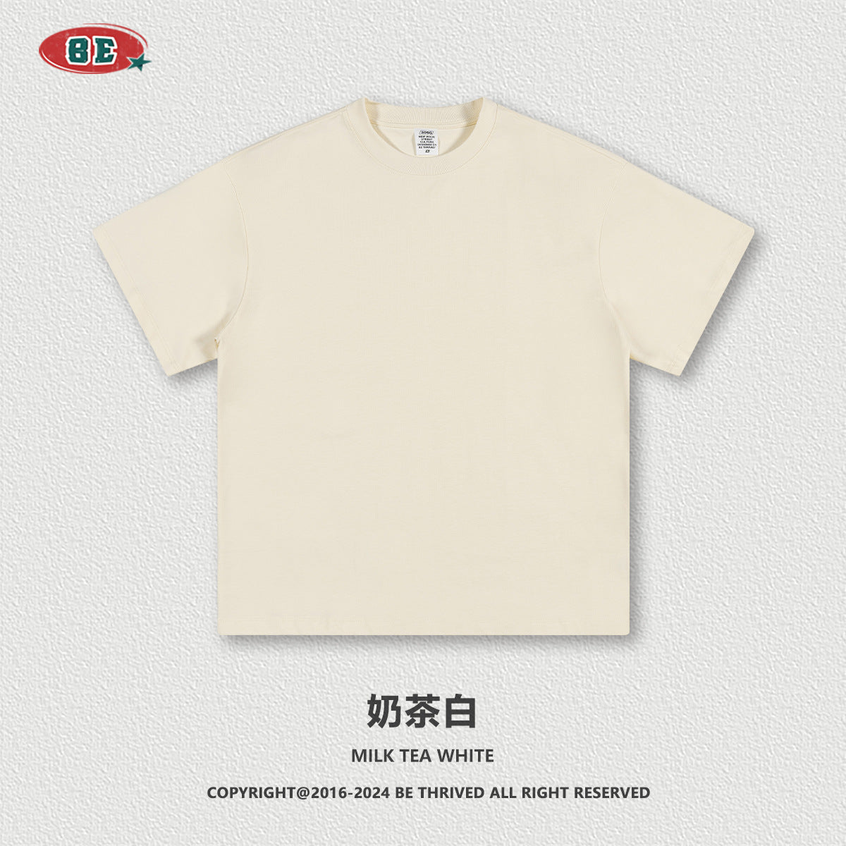 Be Men's 2024 Spring and Summer 305G Heavy T-shirt Men's American Cotton Fashion Brand Solid Color Short Sleeve Teen T-shirt