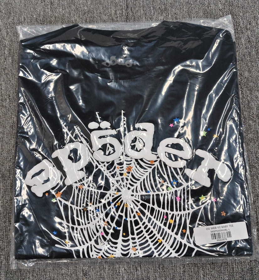 SP4001 sp5der T-shirt Letter Spider Web Short Sleeve Men's T-shirt