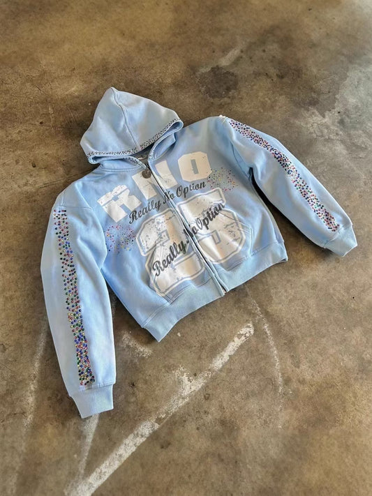 Y2K 90s Throwback Cotton Full Zip Hoodie Skate Street Style Zip Hooded Sweatshirt