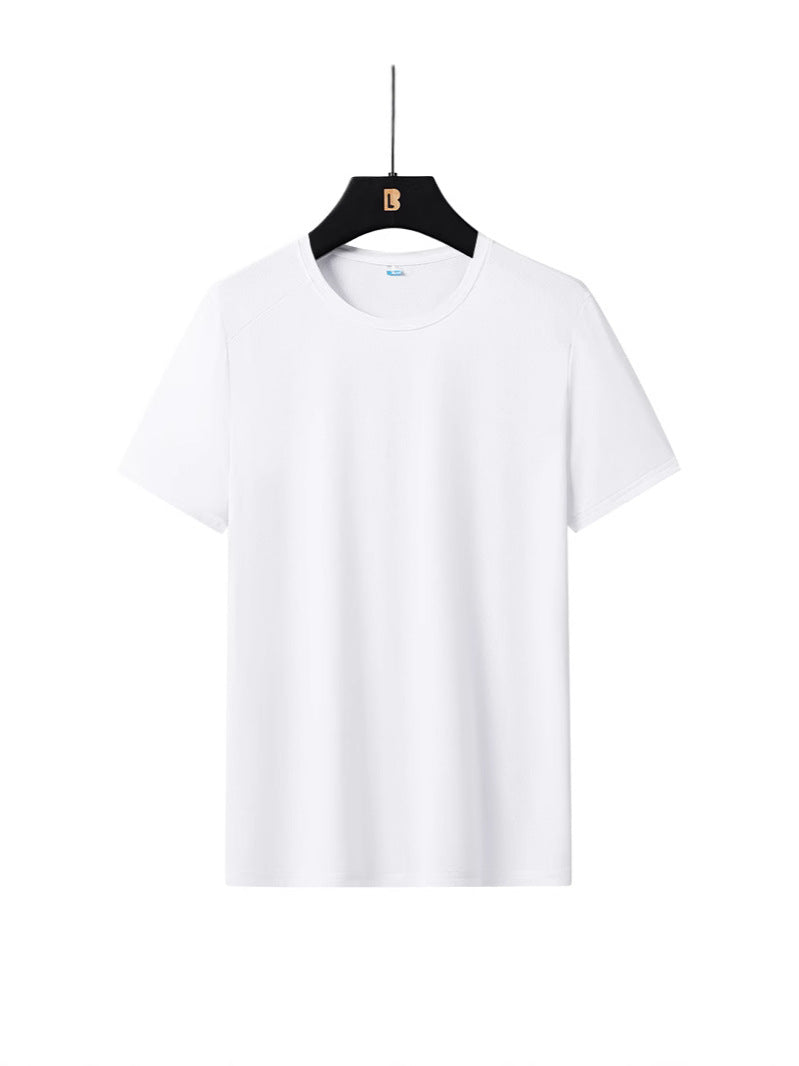 Summer Thin Ice Silk Men's T Loose Fit Short Sleeve T-Shirt Plus Size Round Neck Quick Dry T Men's and Women's Fitness Sports Short Sleeve Shirt