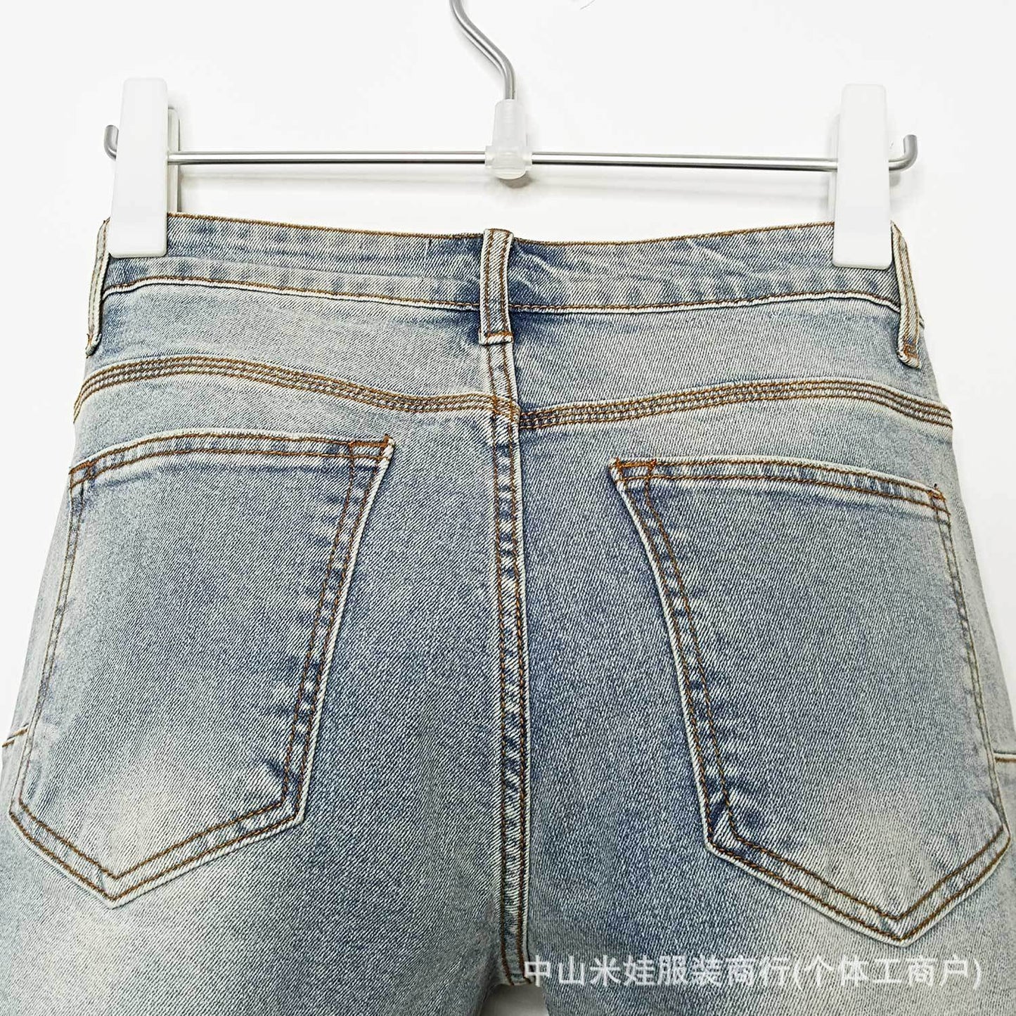 Purple Jeans Five-Point Loose Fit Versatile PU Ink-Splashed Denim Shorts