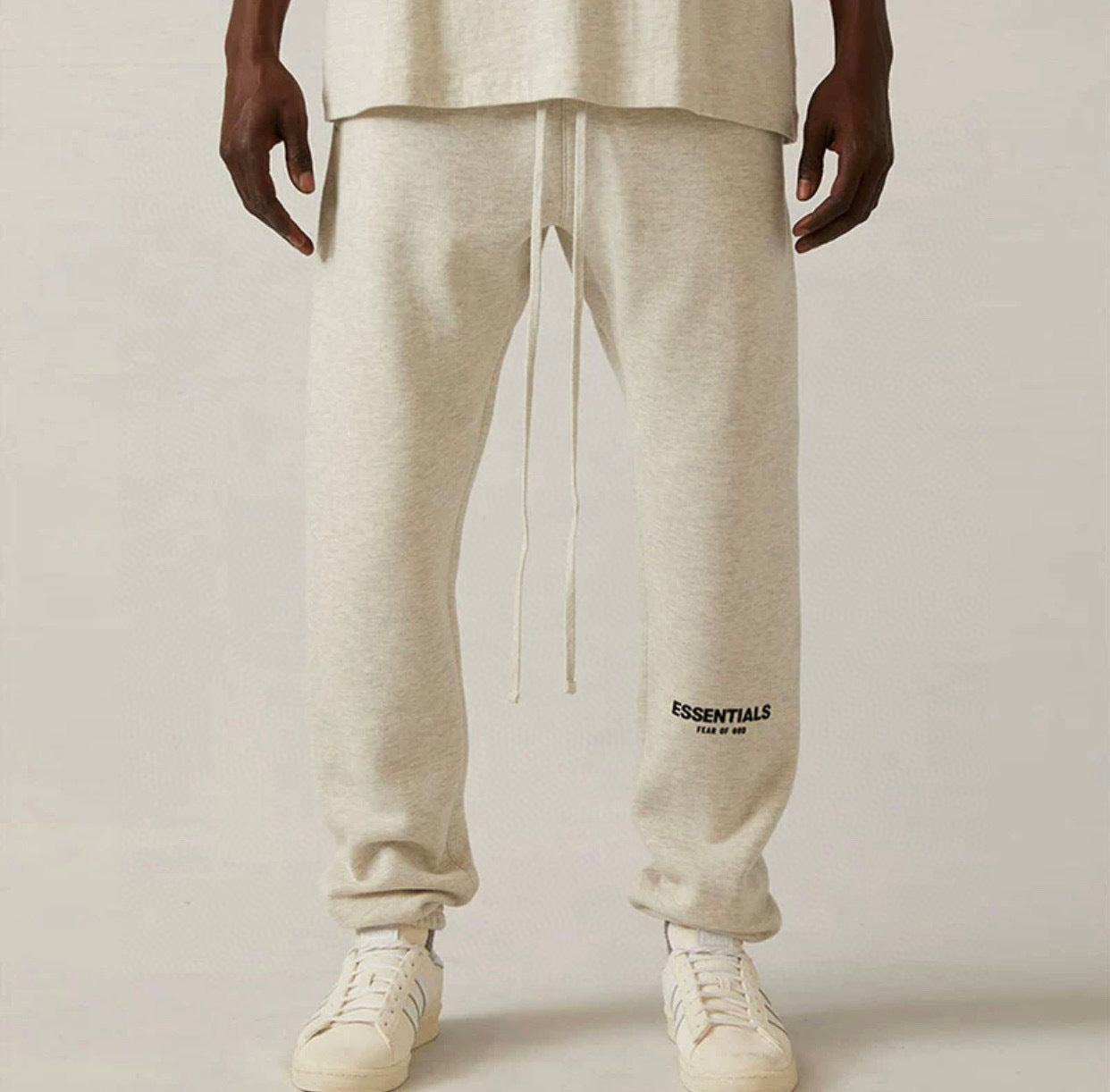 SS22 Top ESS **Fog Ankle-Tied Flocking Fear of God Essentials Sweatpants