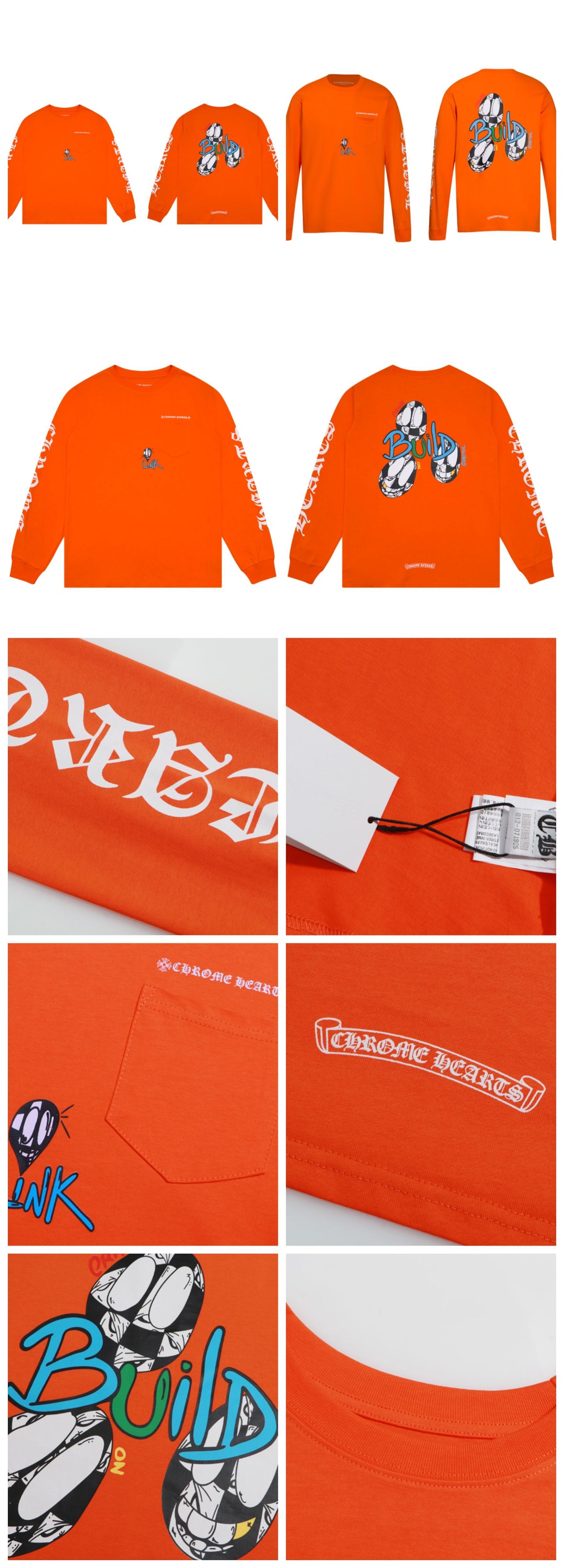 Chrome Hearts Double Yarn Pure Cotton Unisex Printed Long Sleeve T-Shirt