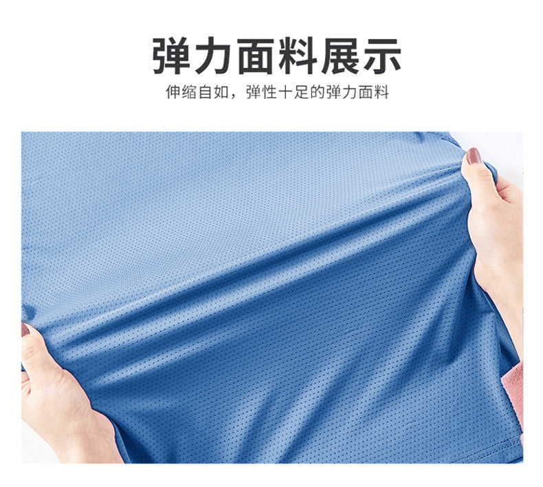 Round Neck Ice Silk Short Sleeve T Men's Summer Running Sports Casual Plus Size Shirt Stretch Breathable Regular Quick-Dry Top