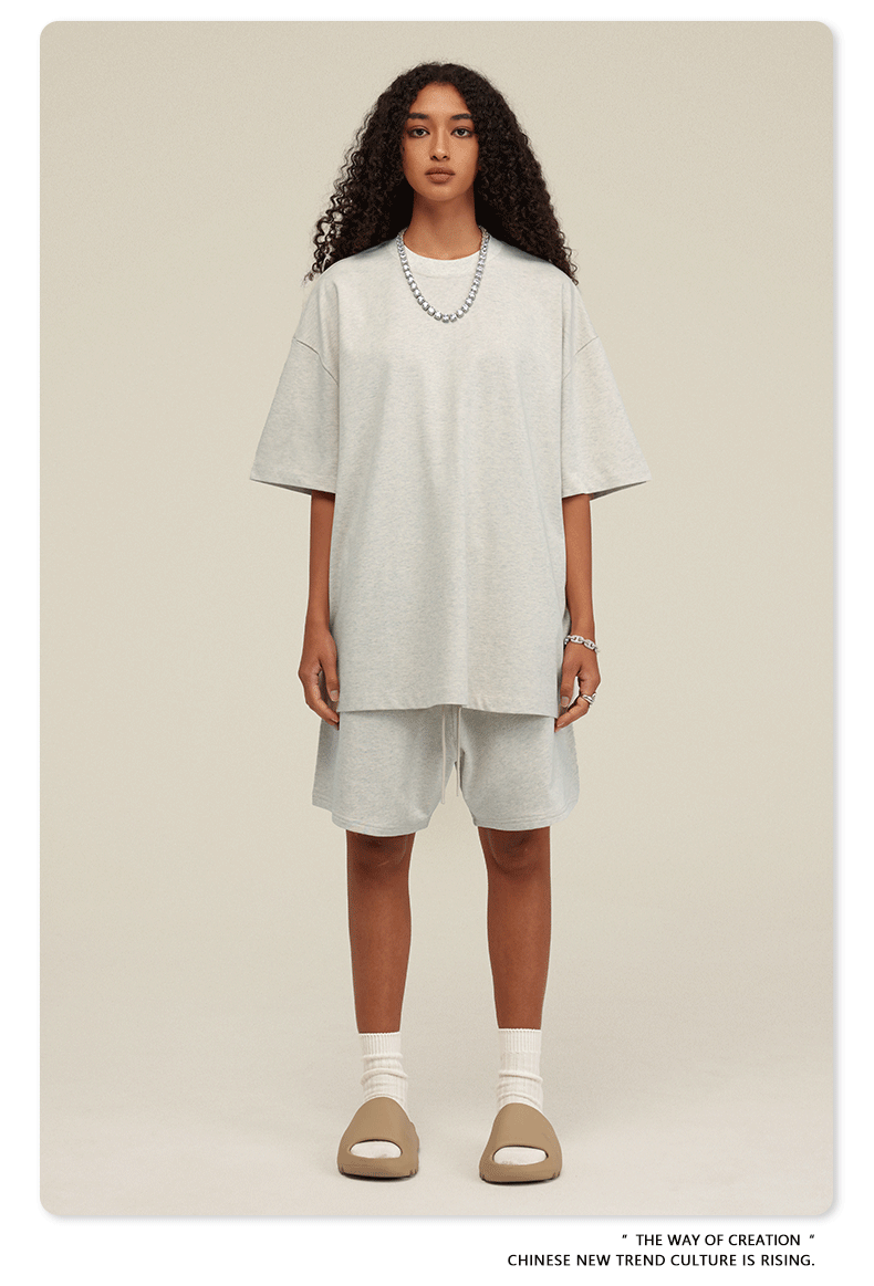 Be Men's 2024 Spring and Summer 305G Heavy T-shirt Men's American Cotton Fashion Brand Solid Color Short Sleeve Teen T-shirt