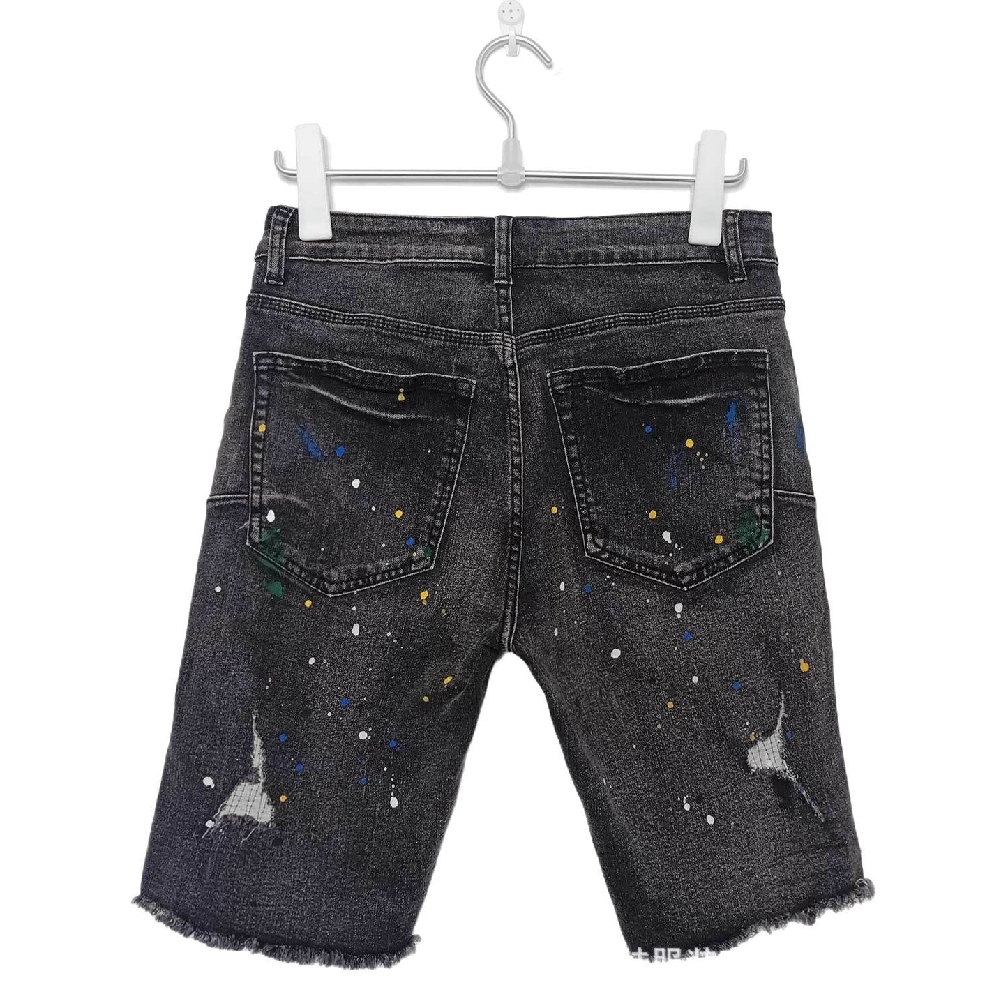 Purple Jeans Splash-Ink Jeans Washed Do the Old Cowboy Denim Shorts