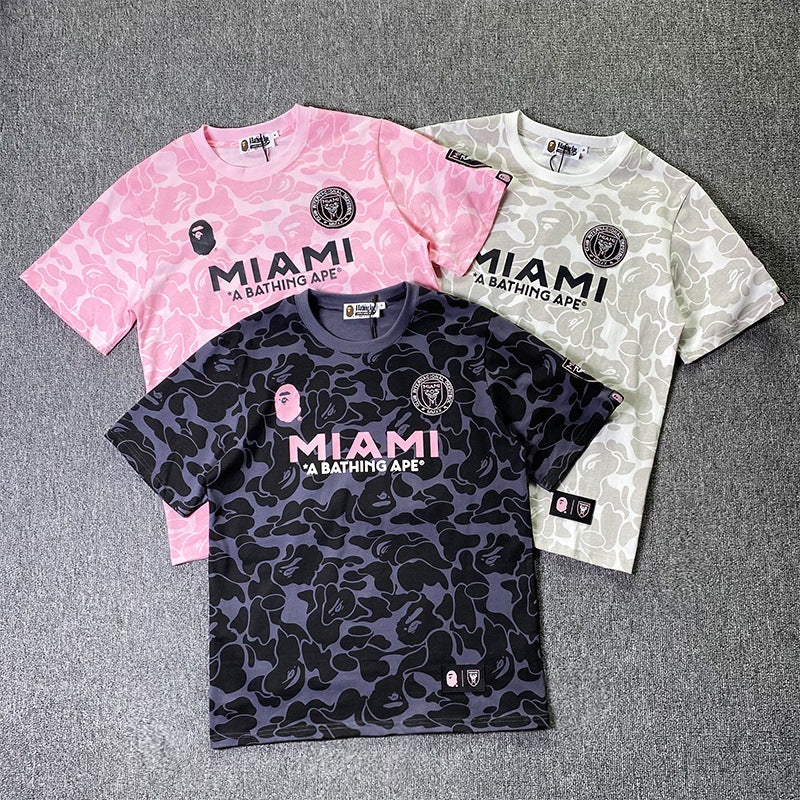 BAPE Sports Short-Sleeved T-shirt Ape Joint Name Miami Miami